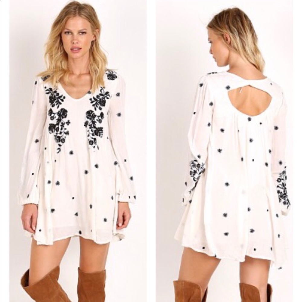 Free People Boho White Floral Dress